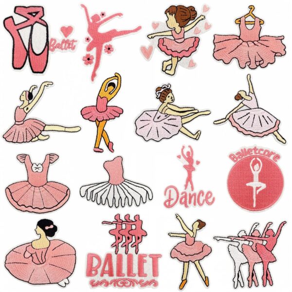 Wholesale Ballet Girl Embroidered Patch - Pink Dance Decorative Iron-On for Resale Boutique Use