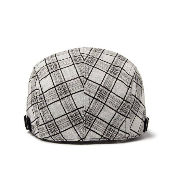 Wholesale Men's British Style Grid Cotton Linen Beret Cap Sunshade Adjustable Black Everyday Chic Gift