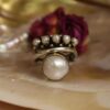 oly-19ea9985d1846db054011e0a46a8b784 Wholesale Retro Geometric Pearl Open Ring Gold Jewelry Accessory Boutique Gift