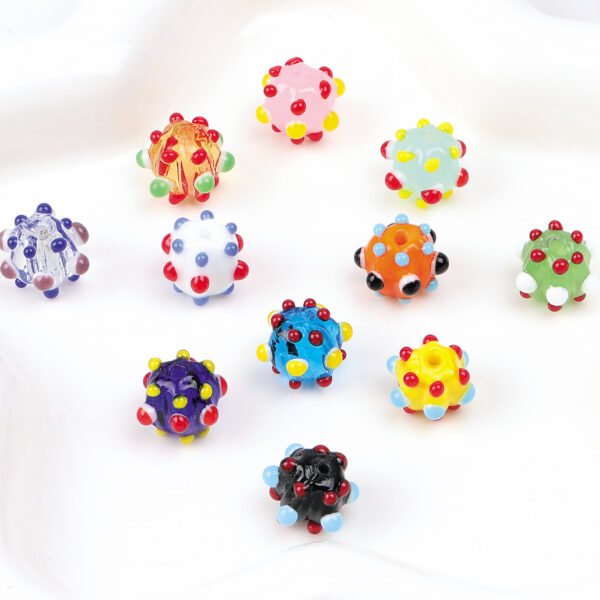 Wholesale Stylish Sea Urchin Design Glass Beads 12mm Mixed Colors for DIY Jewelry Gift and Everyday Wear