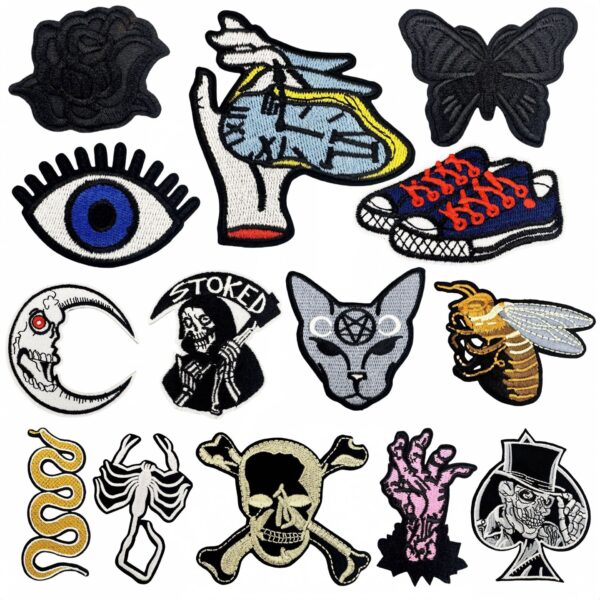 oly-1a137b4b0f3385ea9cf1bf74504c490e Wholesale Punk Skull Embroidered Patches, Polyester, Decorative DIY Clothing Accessories