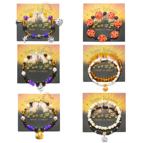 oly-1a1d39169591fd8ab5b06c58ac3e2525 Wholesale Halloween Cartoon Beaded Bracelet Set Witch Pumpkin Spider Wizard Hat Multilayer Stacking Alloy Women's Jewelry Accessory