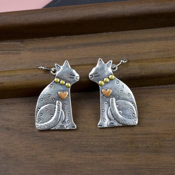 oly-1a628da1ef565603328a9e1650fd1318 Wholesale Antique Silver Cat Earrings Cute Pet Shape Fashion Accessory Gift