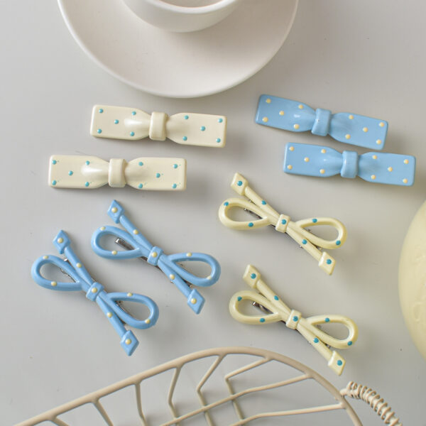 oly-1a83a272ea811e7717ada5fb6e4a220e Wholesale Polka Dot Bow Duckbill Hair Clip Blue Square Bow Fashion Accessory for Boutique Resale
