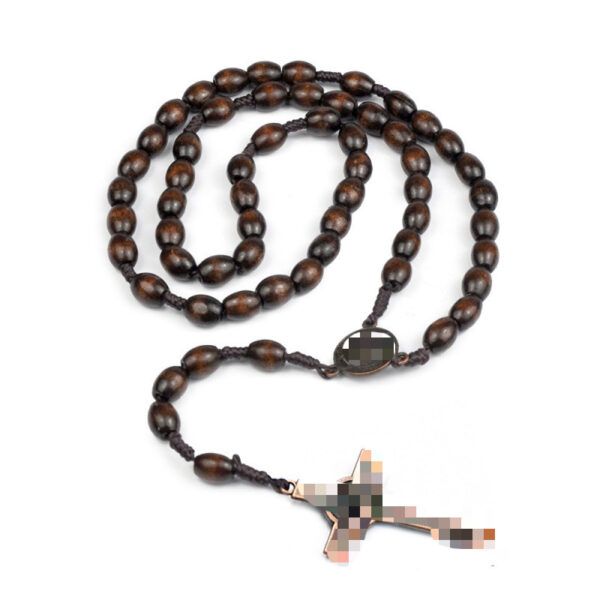 oly-1ade7de12cf20874d06a142fb2c54f42 Wholesale Handmade Wood Cross Rosary Necklace Coffee Beads Fashion Accessory Gift