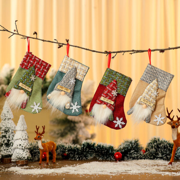 Wholesale Korean Style Christmas Stocking Decorative Gift Bag Polyester Cartoon Design Holiday Home Decor Accessory