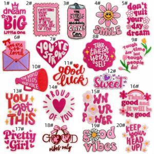 Pink english fabric patch set - 20 pieces