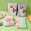 oly-1af74bd2482f348d76711709620d20e4 Wholesale Cartoon Plush Unicorn Notebook with Lock Tie Dyed Purple A5 Diary for Students Resale