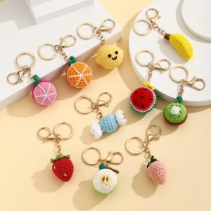 oly-1af919816b8633ff1aedbda25996a2fc Wholesale Wool Yarn Keychain Fruit Design Handmade Gift Bag Charm Accessory