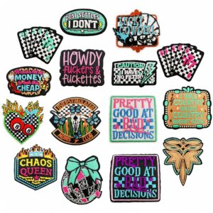 Wholesale Trendy Western Style Embroidered Patch Set with Checkerboard Flame Pattern for DIY Clothing Accessories