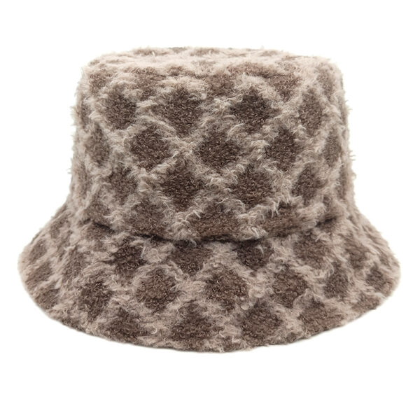 Wholesale Boutique Unisex Gray Checkered Bucket Hat for Sun Protection