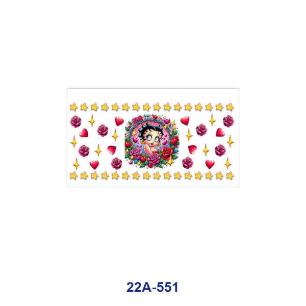 oly-1b4a0c4c19ca6032c87ec5c4d6632f4e Wholesale 5pcs Retro Sweet Cartoon Girl Red Rose Heart Golden Star Wreath Mixed Decor Prints 16oz Cup UV DTF Wraps OLY Exclusive