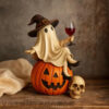 Wholesale Halloween Resin Ghost Statue Holding Wine Glass Decorative Ornament for Resale Gift