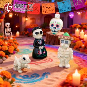 Wholesale Halloween Skeleton Couple Figurine Decorative Ornament Car Desktop Decor Gift