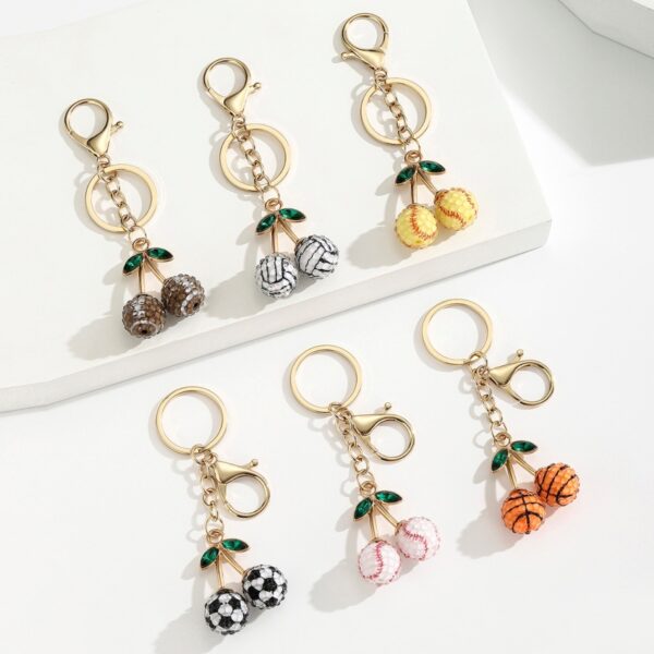 Wholesale Resin Rhinestone Soccer Ball Keychain, Cute Car Key Accessory, Bag Charm, Gift for Wedding