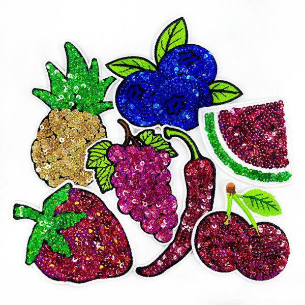 Wholesale Fruit Sequin Embroidery Patch Fashion Accessory for DIY and Gift