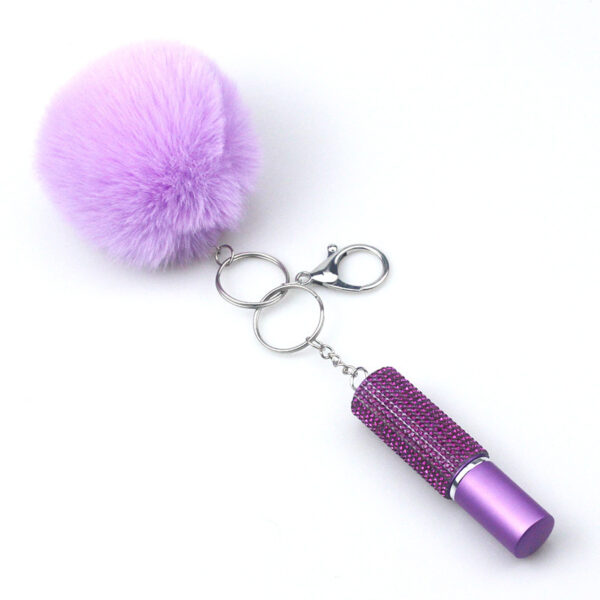 Wholesale Rhinestone Perfume Bottle Fur Ball Keychain Set - Trendy Bag Charm Car Key Accessory for Gift or Resale