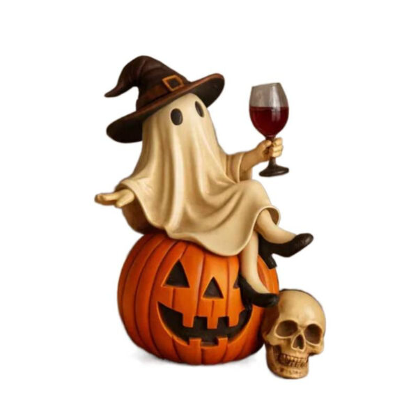 Wholesale Halloween Resin Ghost Statue Holding Wine Glass Decorative Ornament for Resale Gift