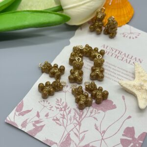 Fine shimmer brown / Bear pendant (single)