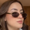 Wholesale Metal Oval Frame Sunglasses Black Grey UV400 Fashion Accessory