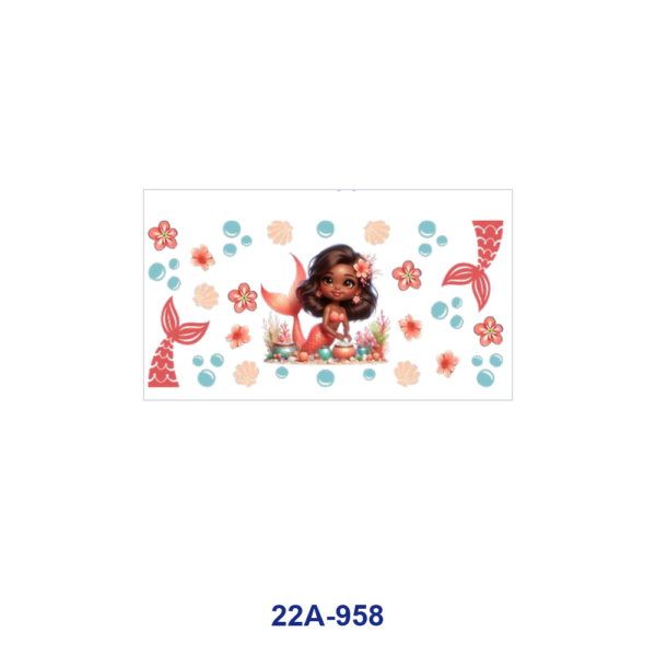 oly-1beb7da85876d9a2fca484b34d5d92e4 Wholesale 5pcs Bright Coastal Cartoon Mermaid Seashell Starfish Fish Tail Bubble Mixed Decor Prints 16oz Cup UV DTF Wraps