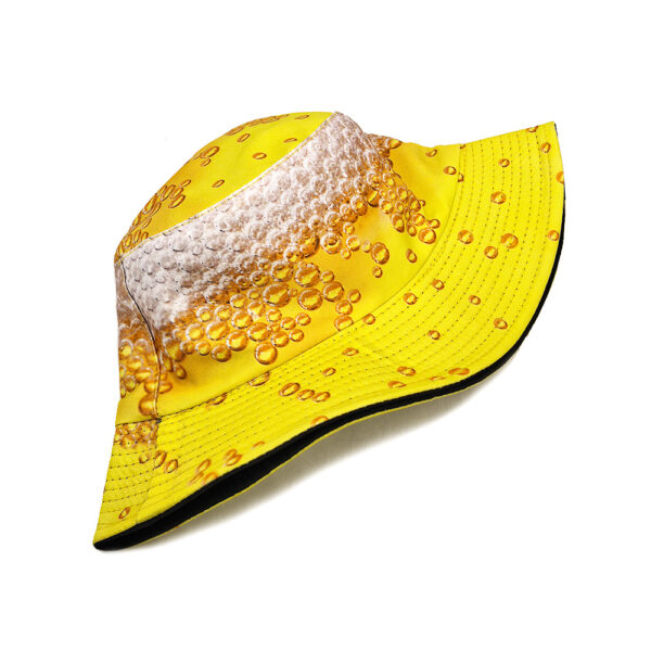 Wholesale Yellow Beer Print Bucket Hat Unisex Sun Protection Casual Outdoor Gift