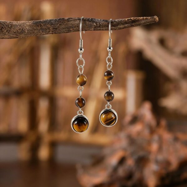 oly-1c24c6950dd8e22a9a6835f59c26f59c Wholesale Retro Bohemian Tassel Earrings Tiger Eye Stone Zinc Alloy Jewelry Accessory Gift