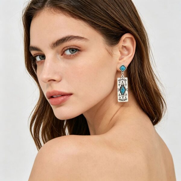oly-1c525cb25725f1e5075b0175153ac376 Wholesale Vintage Turquoise Bohemian Statement Earrings Gift Party Wear Jewelry Accessory