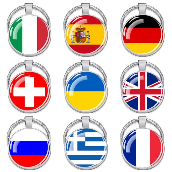 Wholesale European National Flag Metal Keychain Decorative Accessory Gift