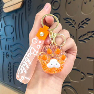 Oil-filled glow-in-the-dark cat paw beads - orange