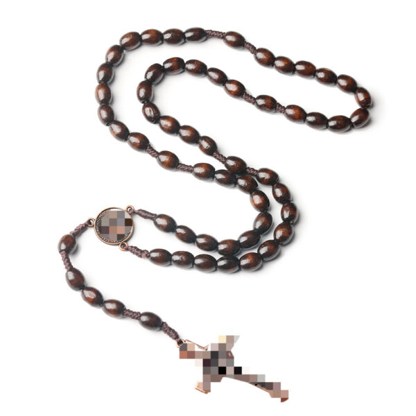 Wholesale Handmade Wooden Cross Rosary Necklace Wood Beads Jewelry Gift for Resale