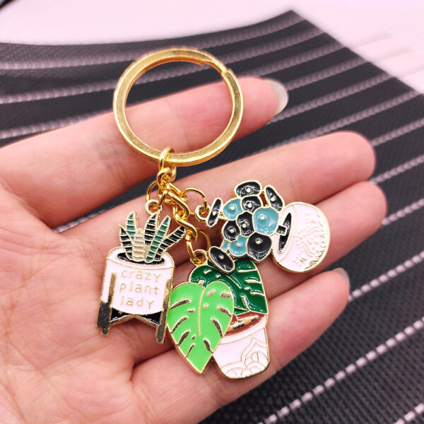 oly-1c8aac28e273a09969bd00ab7cc35c79 Wholesale Korean Style Oil Drop Potted Plant Keychain, Alloy Fashion Accessory for Everyday Use