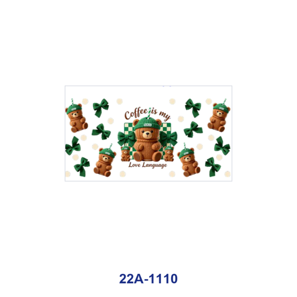 oly-1ca9395bd84433bbfa2b7bdd3c136a12 Wholesale 5pcs Fresh Cozy Christmas Bear Coffee Cup Bow Star Snowflake Lettering Mixed Decor Prints 16oz Cup UV DTF Wraps