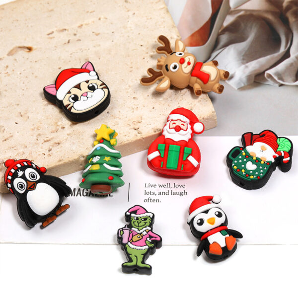 Wholesale Silicone Christmas Croc Shoe Charms Festive Elk Design Electroplated Finish DIY Jewelry Accessory for Gift or Boutique Resale