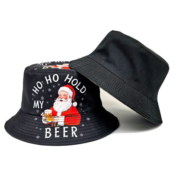 Wholesale Trendy Santa Claus Print Foldable Bucket Hat Sun Protection Unisex Fashion Accessory