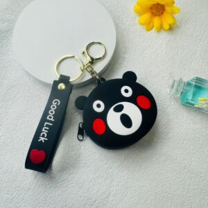 Coin purse - kumamon - (leather cord) - black