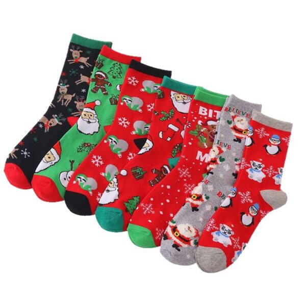 Wholesale Fashion Christmas Cotton Socks Elk Snowman Mid Calf Socks for Women Gift
