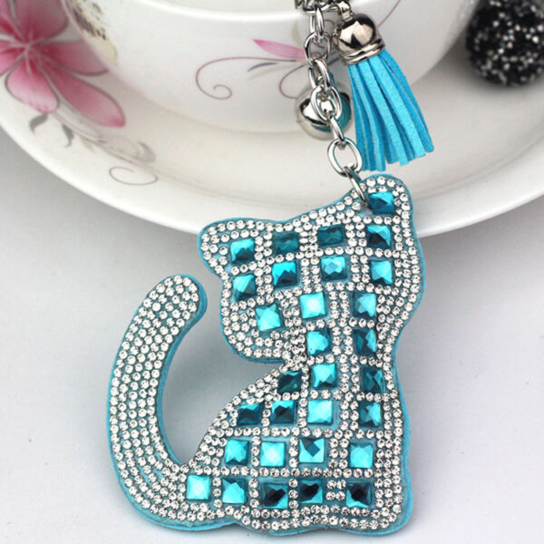 Wholesale Cat Rhinestone Keychain Fashion Bag Pendant Car Accessory Gift for Women