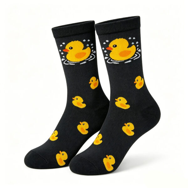 oly-1d9d959aaa858d0dfd5959196e13d23a Wholesale Fashion Breathable Cotton Mid Calf Socks Yellow Duck Pattern Unisex Gift