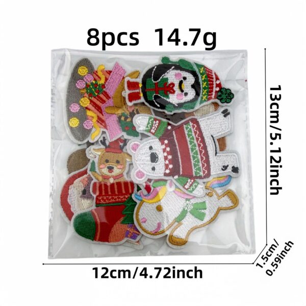 Wholesale Christmas Embroidered Patches Set of 8 Cartoon Penguin Design for DIY Decoration Craft Supply