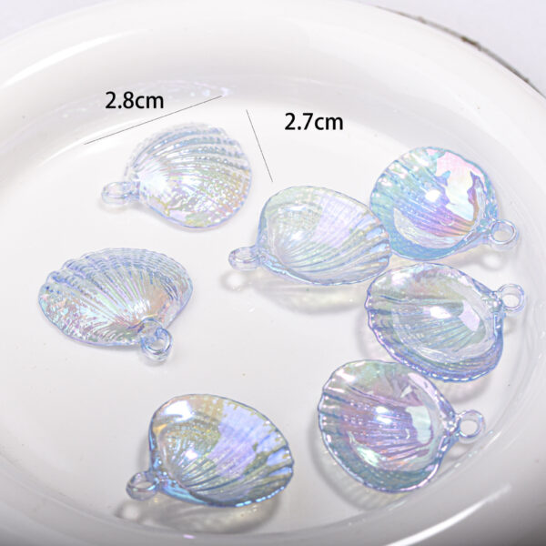 Wholesale Acrylic Scallop Beads Blue UV Plated for DIY Phone Chain Craft Supply