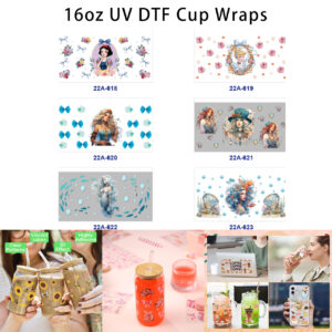 oly-1de1b9068793fd16fcdddb7dab08cda0 Wholesale 5pcs Whimsical Watercolor Fairytale Mermaid Ocean Lady Ribbon Shell Floral Mixed Decor Prints 16oz Cup UV DTF Wraps OLY Exclusive