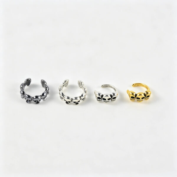 oly-1df7a9644b497e21087d51fbb4044d04 Wholesale Bright Silver Zinc Alloy Skull Ear Clips Halloween Jewelry Accessory Party Gift for Women Men