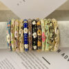 Wholesale Gold Plated Retro Enamel Floral Bangle Trendy Jewelry Accessory for Everyday or Boutique Resale
