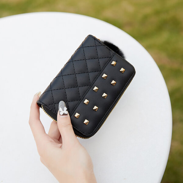 oly-1e18f6cb1b968b26da015c77ad0db606 Wholesale Chic Studded Pu Leather Small Wallet for Women Zipper Closure Fashion Accessory