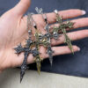 Wholesale Gothic Thorn Cross Pendant Necklace Vintage Silver Hip Hop Punk Jewelry Accessory