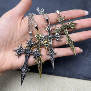 oly-1e4614d6f2e78126d43288b3e2bf7a55 Wholesale Gothic Thorn Cross Pendant Necklace Vintage Silver Hip Hop Punk Jewelry Accessory