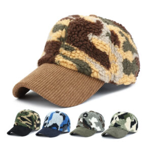 Wholesale Blue Camouflage Winter Baseball Cap Warm Corduroy Fashion Hat