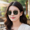 oly-1e6c7c7bbf0b6507651f0d7abc49f2a7 Wholesale Vintage Dual Beam Metal Sunglasses for Women Black Frame Grey Lens UV400 Sun Protection Fashion Accessory
