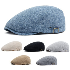 Wholesale Men's Summer Beret Cap Adjustable Cotton Linen Sun Protection Everyday Fashion Accessory